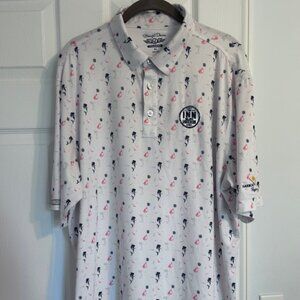 Straight Down Golf Shirt White Mermaid Harbor Shores Resort Sz XL Benton Harbor